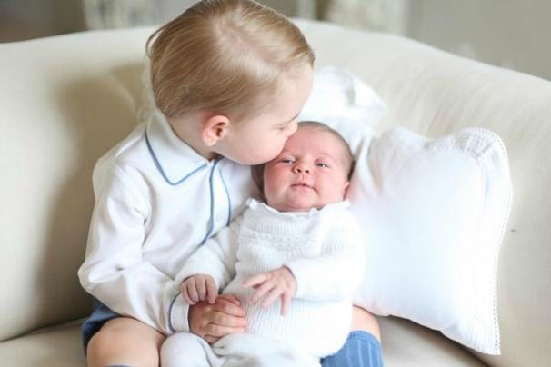 Prince George with his newborn baby sister Princess Charlotte. Photo: Kate Middleton