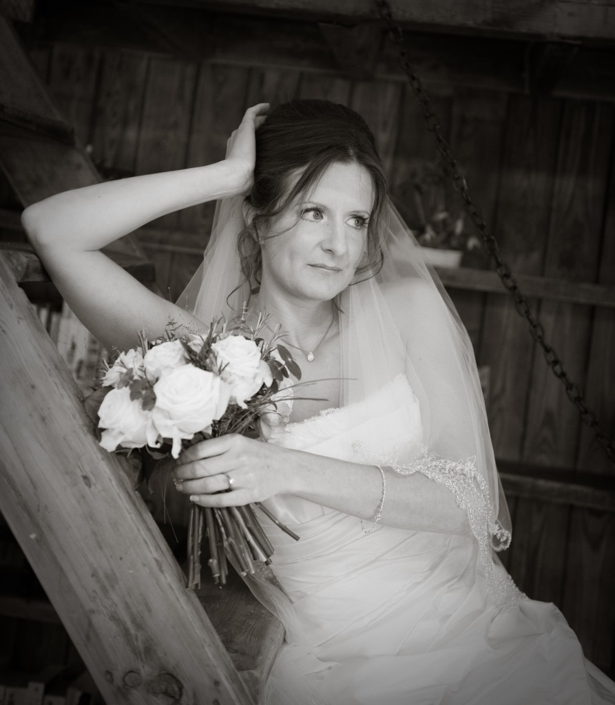 Winters Barn Country Wedding - bride with bouquet